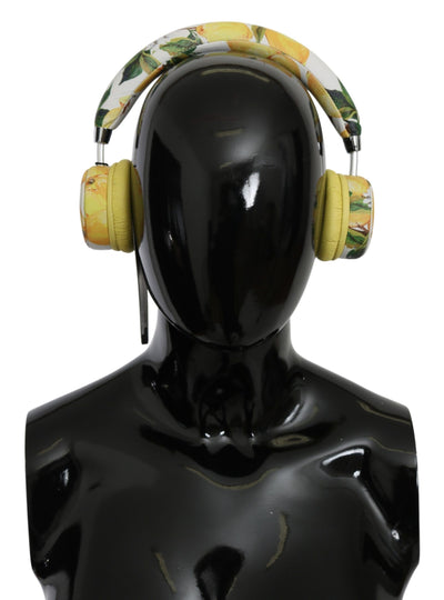 Dolce & Gabbana Weiß Gelb Zitrone Print Headset Kopfhörer