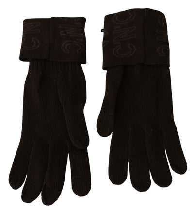 Costume National Handschuhe aus brauner Wolle gestrickt Einheitsgröße Handgelenk Länge