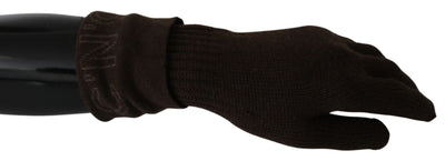 Costume National Handschuhe aus brauner Wolle gestrickt Einheitsgröße Handgelenk Länge