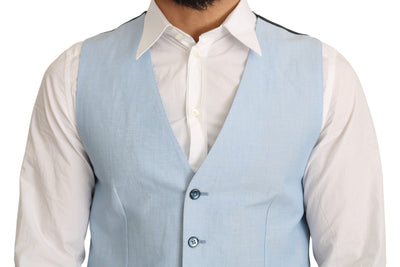 Dolce & Gabbana Blauer Viskose-Stretch-Mantel, formelle Weste