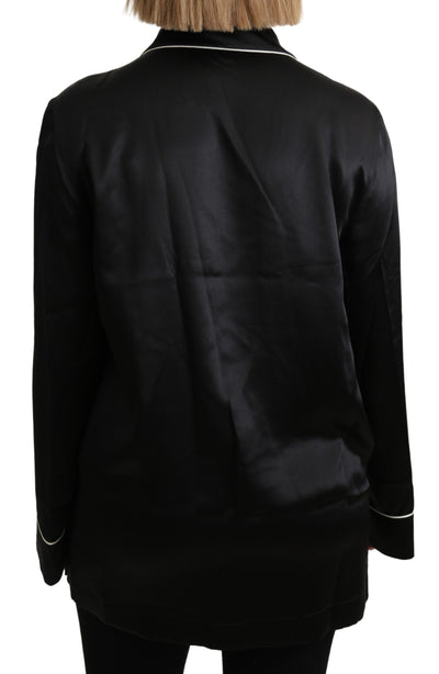 Dolce & Gabbana Schwarzes Hemd Seidenstretch-Top Bluse