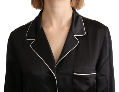 Dolce & Gabbana Schwarzes Hemd Seidenstretch-Top Bluse