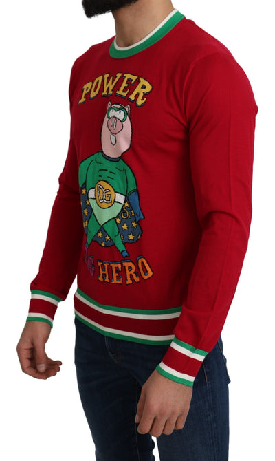 Dolce & Gabbana Roter Woll-Seiden-Pullover für das Schwein des Jahres