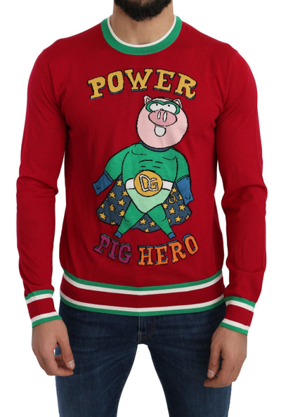 Dolce & Gabbana Roter Woll-Seiden-Pullover für das Schwein des Jahres