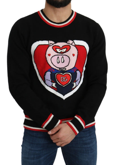 Dolce & Gabbana Schwarzer Kaschmir-Pullover Schwein des Jahres