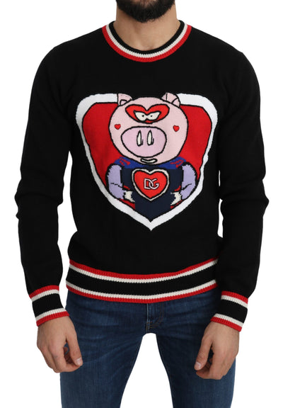 Dolce & Gabbana Schwarzer Kaschmir-Pullover Schwein des Jahres