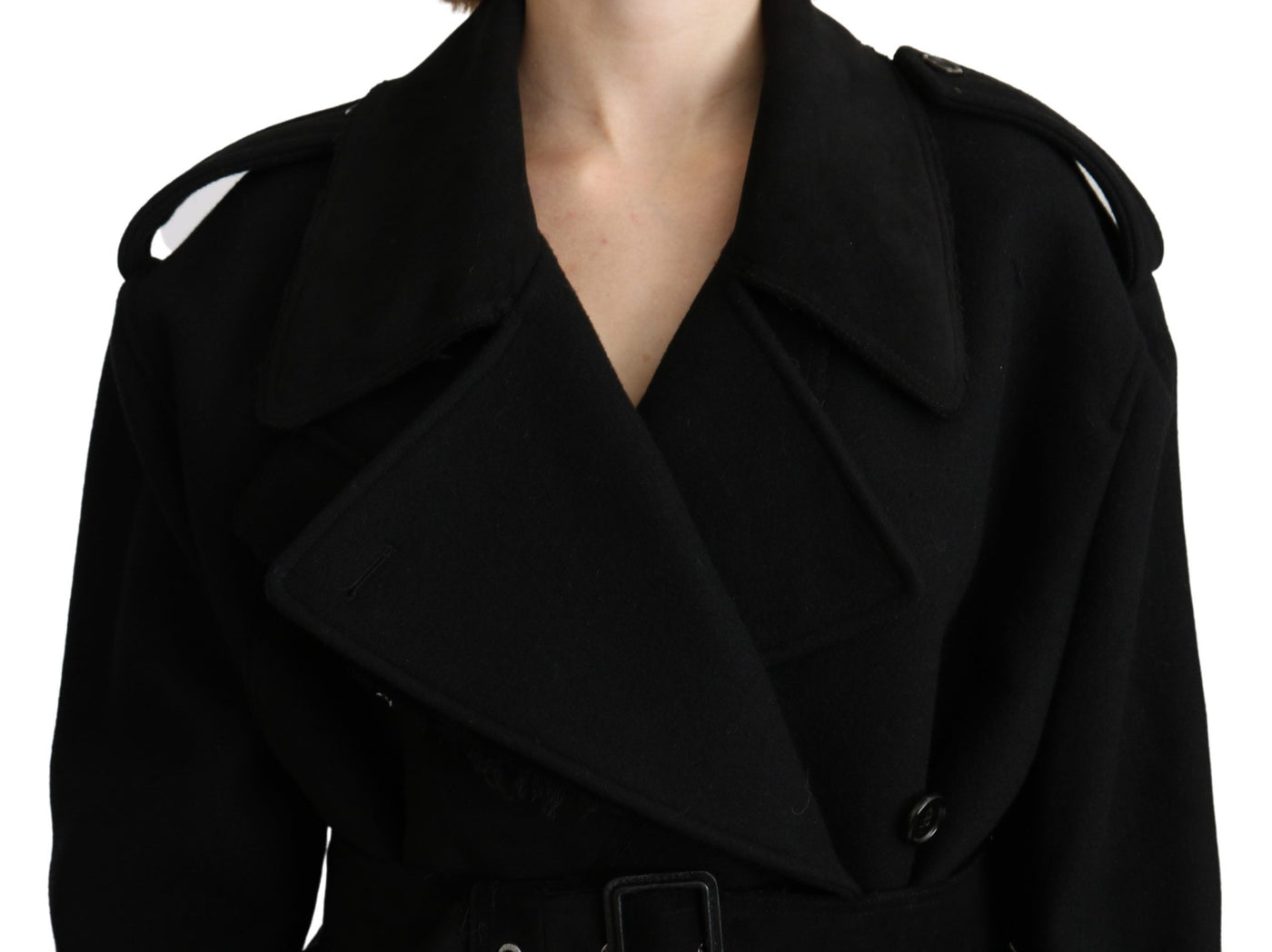 Dolce & Gabbana Schurwolle Schwarzer Blazer Trenchcoat Jacke