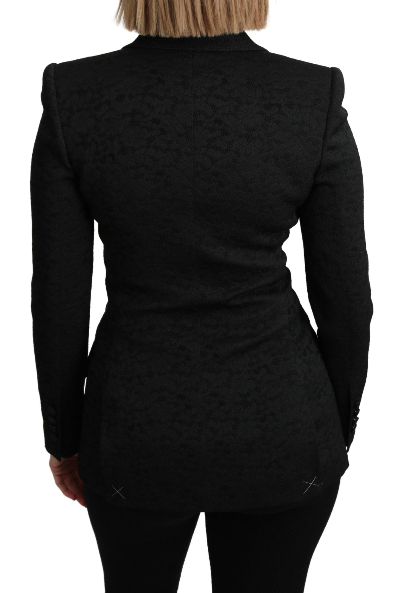 Dolce & Gabbana Schwarzer Brokat einreihiger Blazer Jacke