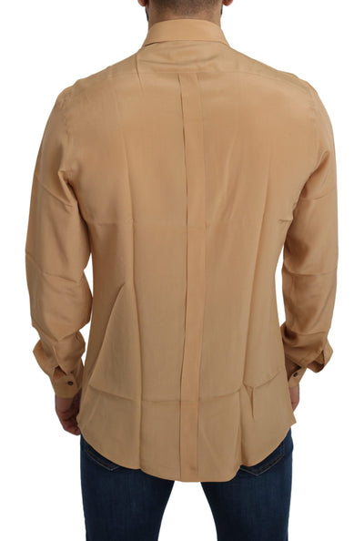 Dolce & Gabbana Gelbes 100% Seide GOLD Top Slim Hemd