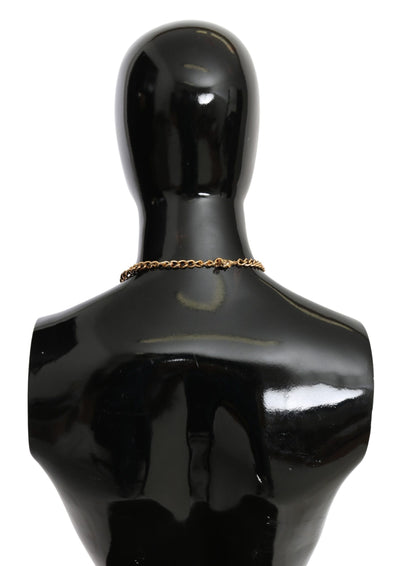 Dolce & Gabbana Grüne Blätter Gold Messing Kristall Blume Anhänger Halskette