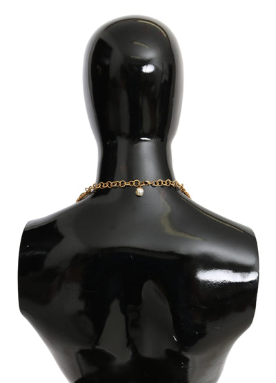 Dolce & Gabbana Rot lila Kristall florale Kette Statement Gold Messing Halskette