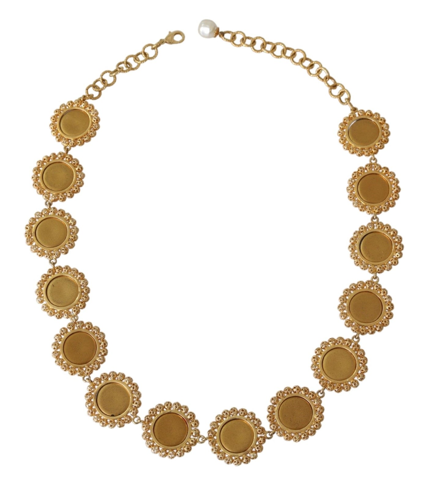 Dolce & Gabbana Rot lila Kristall florale Kette Statement Gold Messing Halskette
