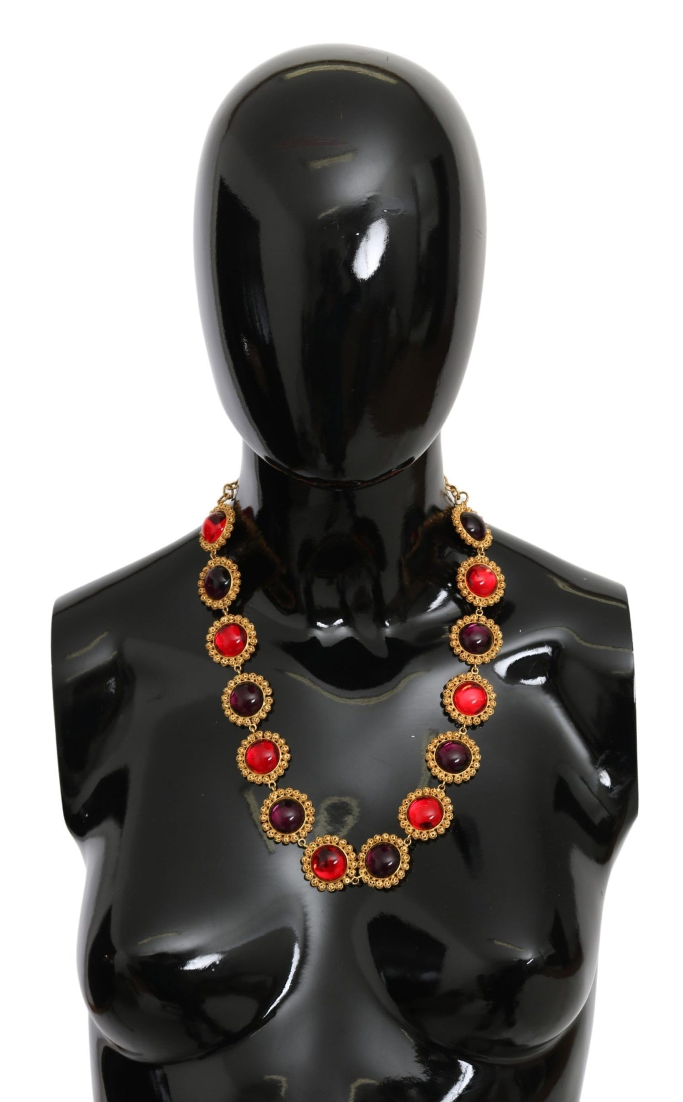 Dolce & Gabbana Rot lila Kristall florale Kette Statement Gold Messing Halskette