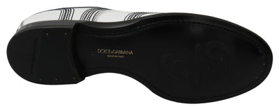 Dolce & Gabbana Weiße Leder Derby Formal Schwarze Spitzenschuhe