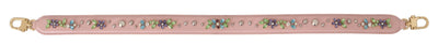 Dolce & Gabbana Rosa Leder Crystal Stud Accessoire Schulterriemen