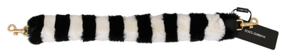 Dolce & Gabbana Schwarz Weiß Lapin Pelz Accessoire Schulterriemen