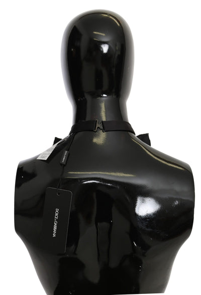 Dolce & Gabbana Silberne Kristall Perlen Pailletten 100% Seide Laufsteg Halskette Bowtie