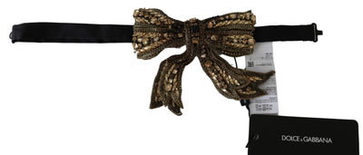 Dolce & Gabbana Gold Kristall Perlen Pailletten 100% Seide Catwalk Halskette