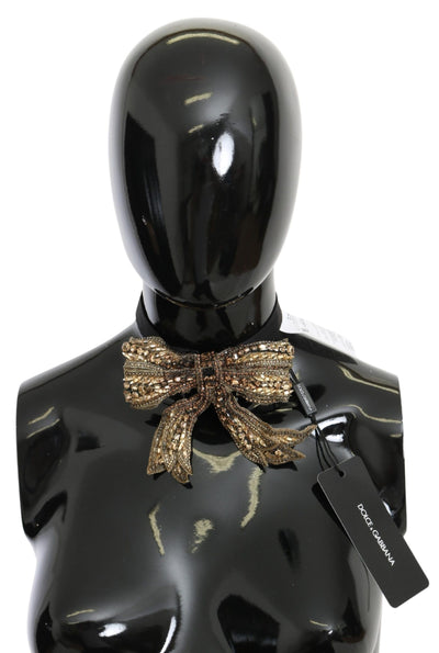 Dolce & Gabbana Gold Kristall Perlen Pailletten 100% Seide Catwalk Halskette