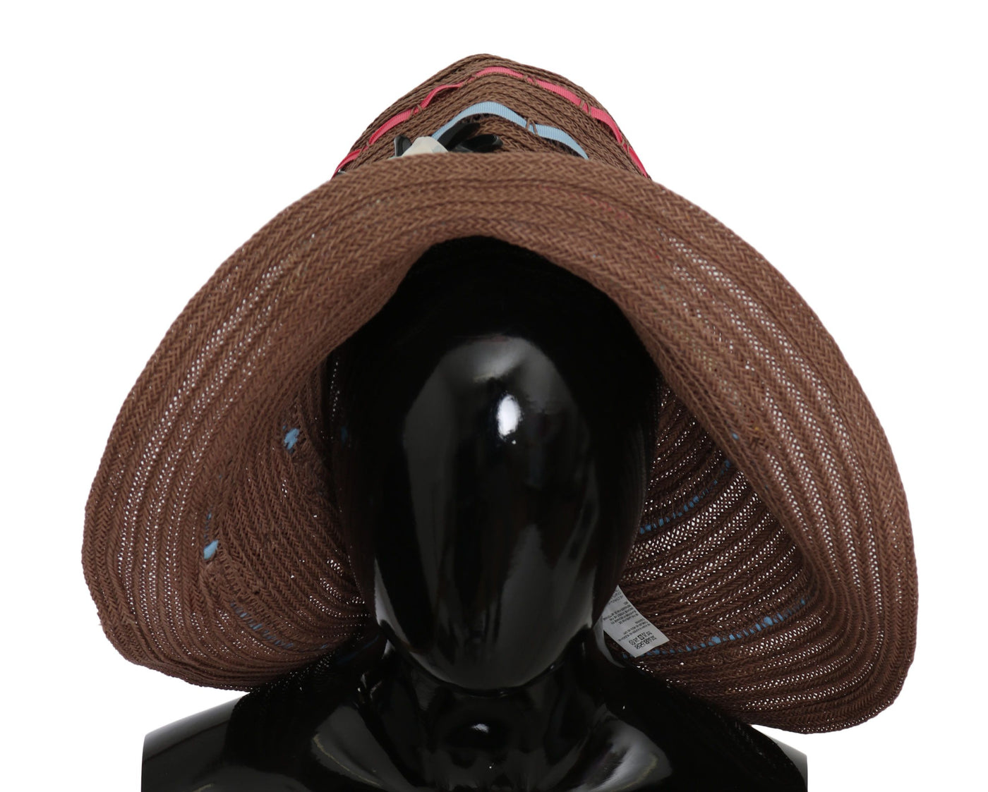 Dolce & Gabbana Brown Floral breite Krempe Stroh Floppy Cap Hut