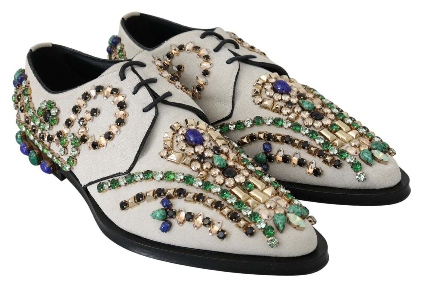 Dolce & Gabbana Weiße Wildleder Kristall Kleid Broque Schuhe