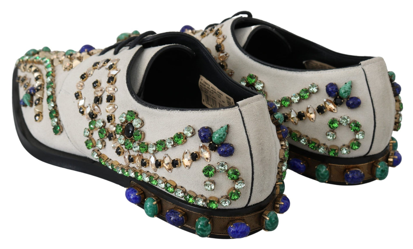 Dolce & Gabbana Weiße Wildleder Kristall Kleid Broque Schuhe