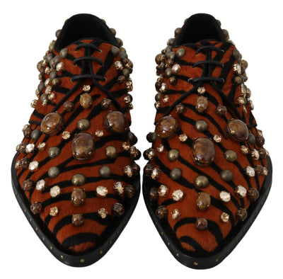 Dolce & Gabbana Orange Pony Haar Kristall Kleid Broque Schuhe