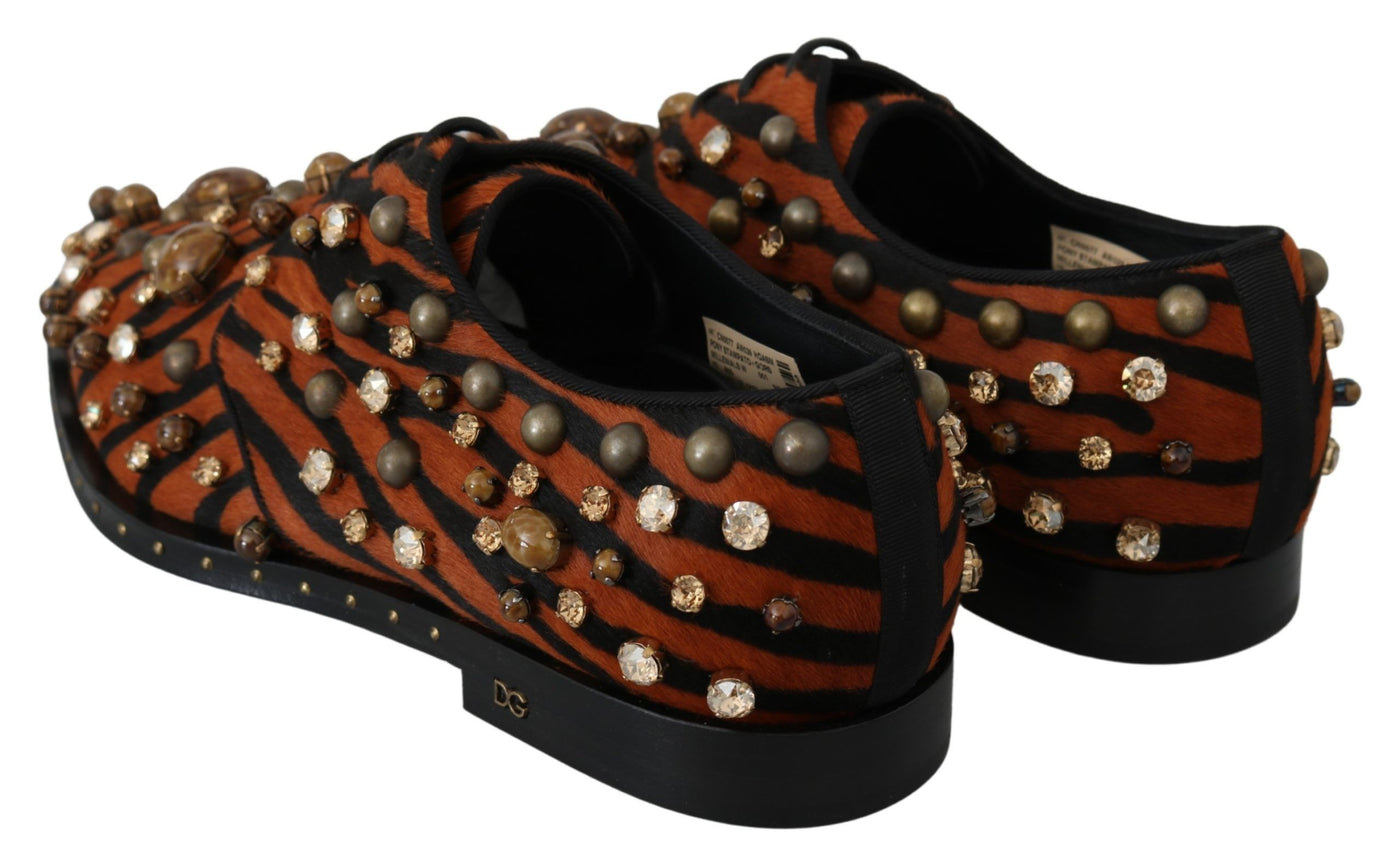 Dolce & Gabbana Orange Pony Haar Kristall Kleid Broque Schuhe