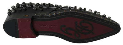 Dolce & Gabbana Schwarz Leder Kristalle Kleid Broque Schuhe