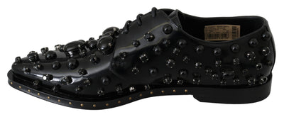 Dolce & Gabbana Schwarz Leder Kristalle Kleid Broque Schuhe