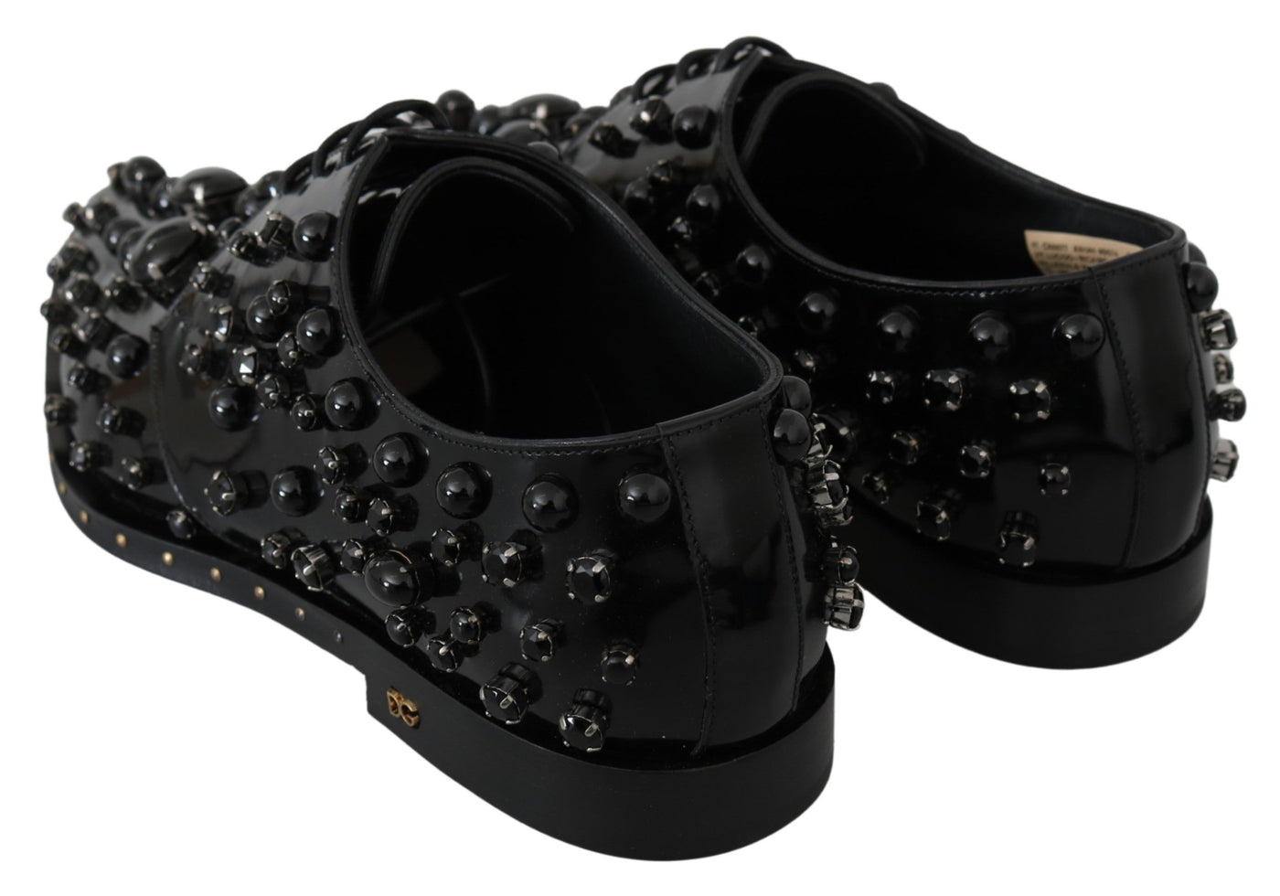 Dolce & Gabbana Schwarz Leder Kristalle Kleid Broque Schuhe