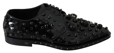 Dolce & Gabbana Schwarz Leder Kristalle Kleid Broque Schuhe