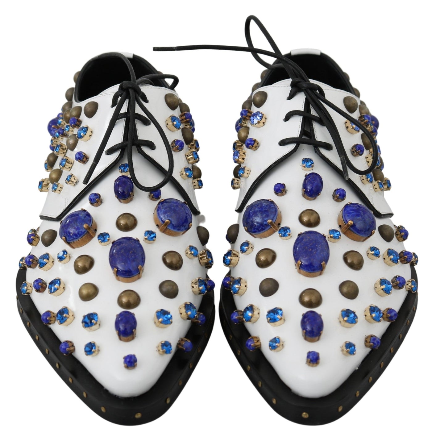 Dolce & Gabbana Weiß Leder Kristalle Kleid Broque Schuhe