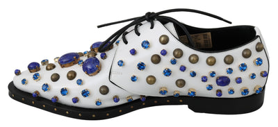 Dolce & Gabbana Weiß Leder Kristalle Kleid Broque Schuhe