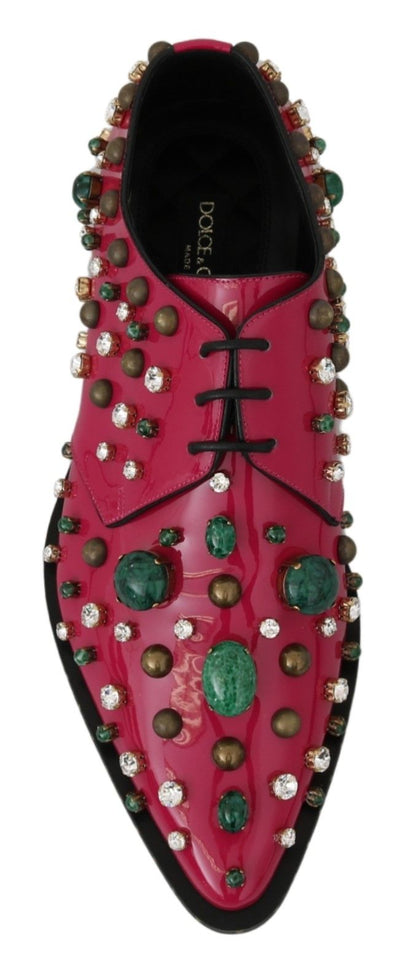 Dolce & Gabbana Rosa Leder Kristalle Kleid Broque Schuhe