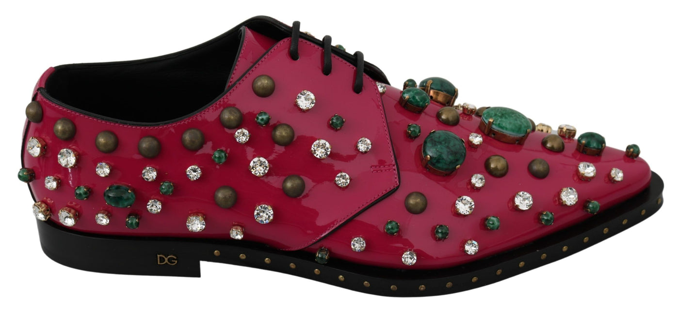 Dolce & Gabbana Rosa Leder Kristalle Kleid Broque Schuhe