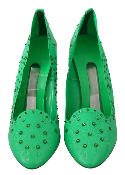 Dolce & Gabbana Grüne Crystal Floral Heels CINDERELLA Schuhe