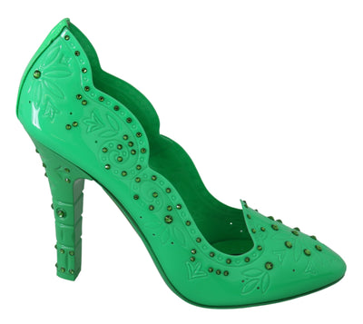 Dolce & Gabbana Grüne Crystal Floral Heels CINDERELLA Schuhe