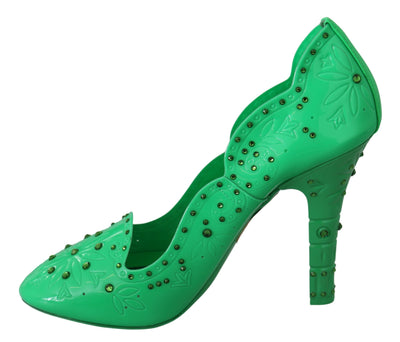 Dolce & Gabbana Grüne Crystal Floral Heels CINDERELLA Schuhe