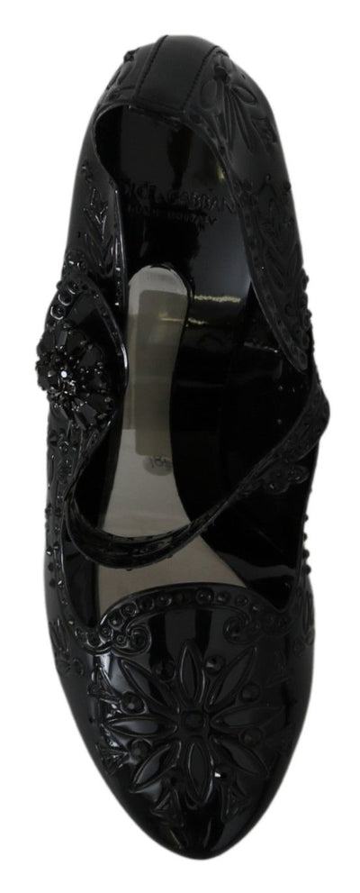 Dolce & Gabbana Schwarz Floral Kristall CINDERELLA Heels Schuhe