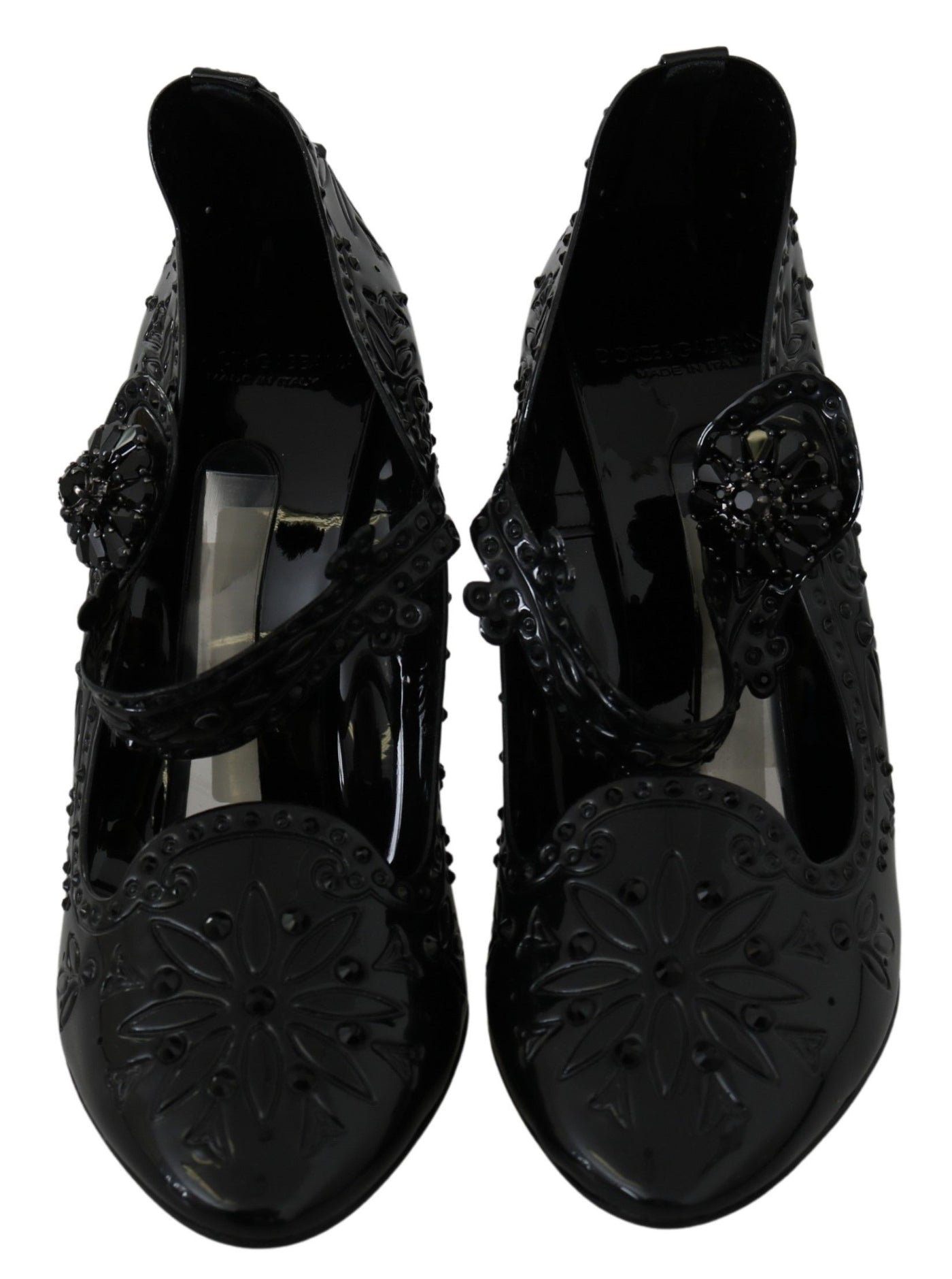 Dolce & Gabbana Schwarz Floral Kristall CINDERELLA Heels Schuhe