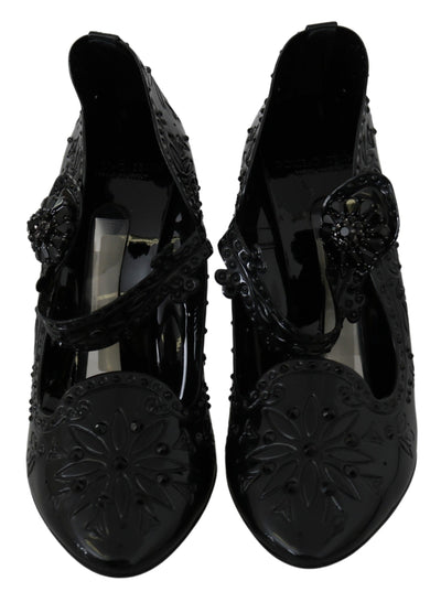Dolce & Gabbana Schwarz Floral Kristall CINDERELLA Heels Schuhe