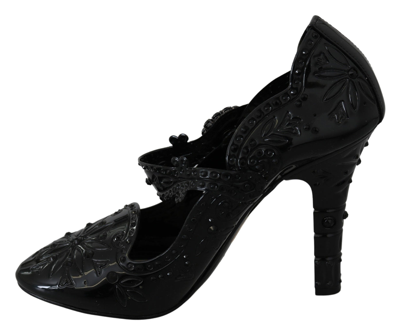 Dolce & Gabbana Schwarz Floral Kristall CINDERELLA Heels Schuhe