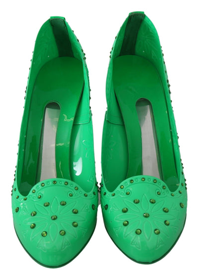 Dolce & Gabbana Grün Kristall Floral CINDERELLA Heels Schuhe