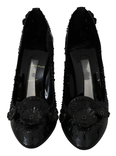 Dolce & Gabbana Schwarz Floral Kristall CINDERELLA Heels Schuhe