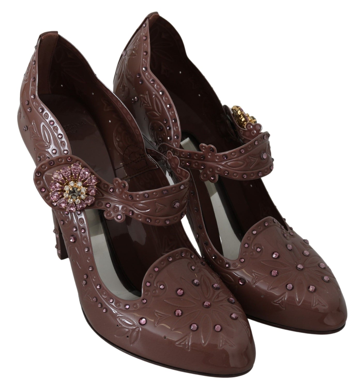 Dolce & Gabbana Braun Floral Kristall CINDERELLA Heels Schuhe
