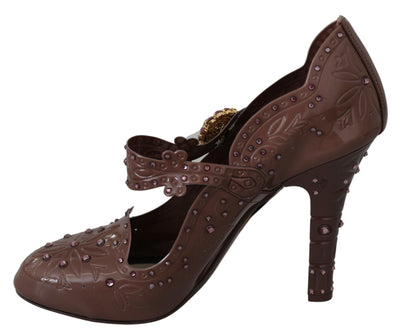 Dolce & Gabbana Braun Floral Kristall CINDERELLA Heels Schuhe