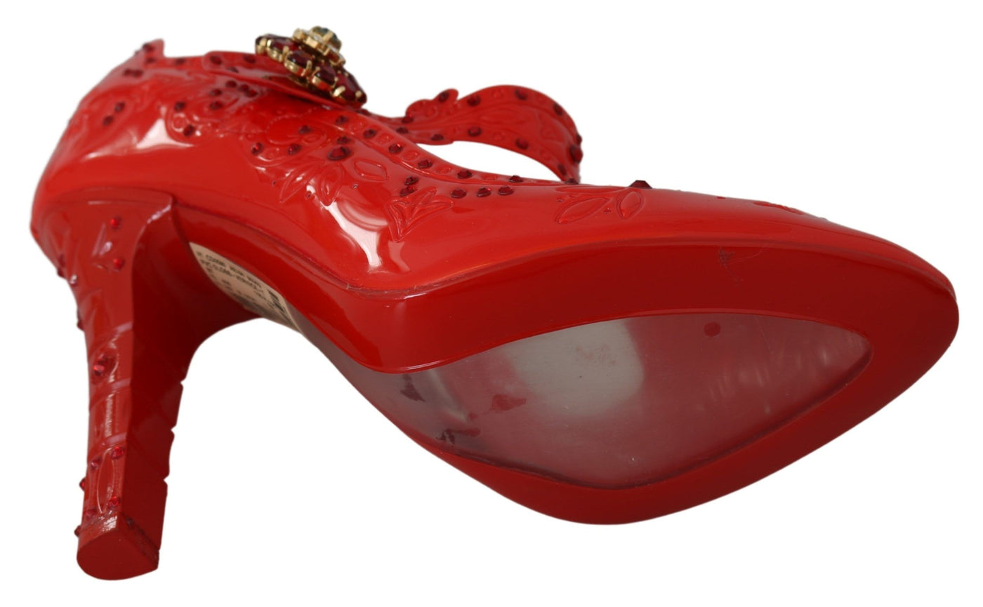 Dolce & Gabbana Rote florale Kristall CINDERELLA Heels Schuhe