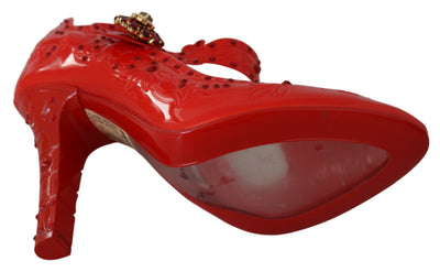 Dolce & Gabbana Rote florale Kristall CINDERELLA Heels Schuhe