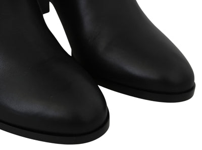 Jimmy Choo Elegante Stiefel mit Absatz aus schwarzem Kalbsleder